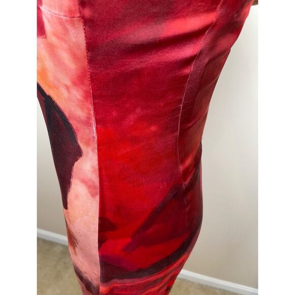 Kim Shui Rose Silk Tube Red Midi Gown Size Small - Picture 6 of 11